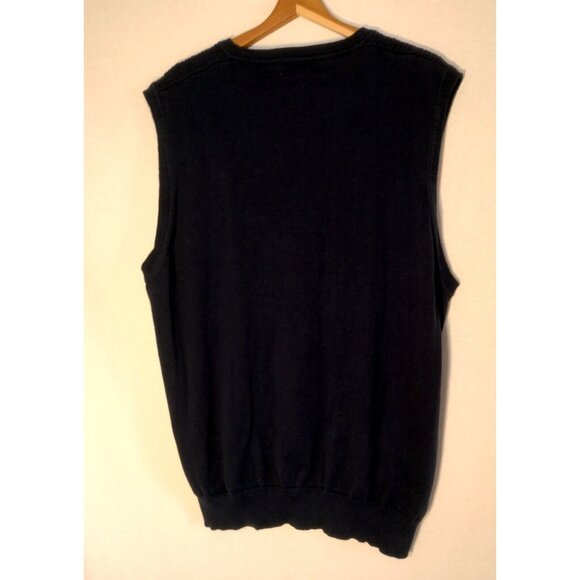 Eddie Bauer Sweater Vest Men XL Navy Blue V Neck Cable Knit Classic Cotton - Picture 9 of 9
